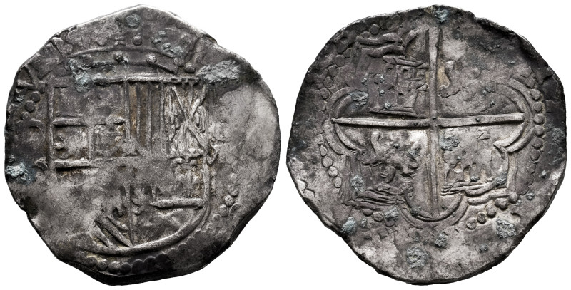 Felipe III (1598-1621). 8 reales. ND. Potosí. ¿Q?. (Cal-¿916?). Ag. 27,14 g. Con...