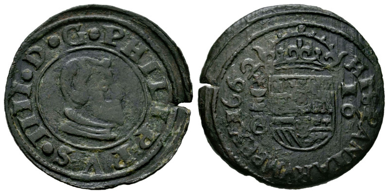 Felipe IV (1621-1665). 16 maravedís. 1662. Cuenca. CA. (Cal-456). (Jarabo-Sanahu...