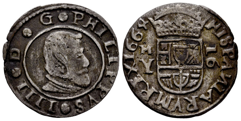 Felipe IV (1621-1665). 16 maravedís. 1664. Madrid. Y. (Cal-481). (Jarabo-Sanahuj...