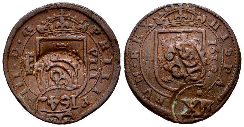 Felipe IV (1621-1665). 8 maravedís. Segovia. Ae. 6,38 g. Resellada de 12 maraved...