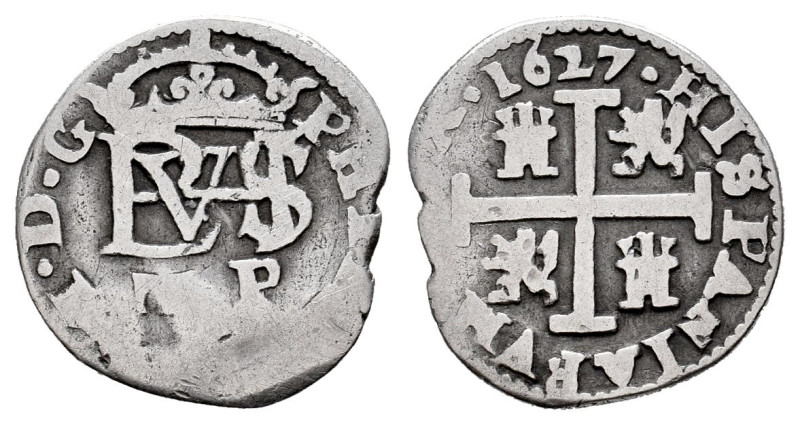 Felipe IV (1621-1665). 1/2 real. 1627. Segovia. P. (Cal-620). Ag. 0,97 g. Acuñac...