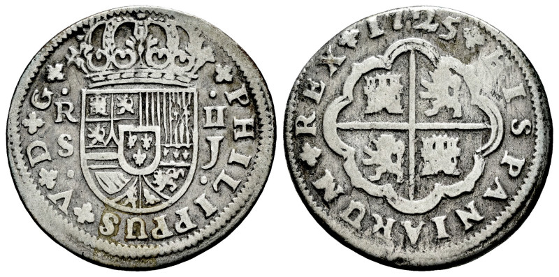 Felipe V (1700-1746). 2 reales. 1725. Sevilla. J. (Cal-983). Ag. 983,00 g. BC+. ...