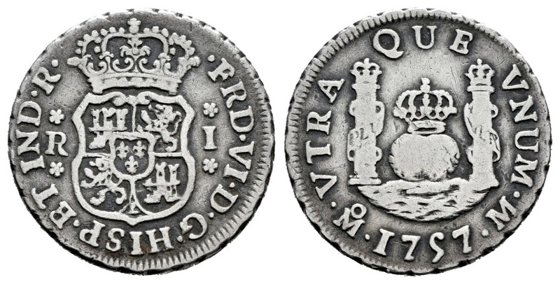 Fernando VI (1746-1759). 1 real. 1757. México. M. (Cal-197). Ag. 3,12 g. Limpiad...