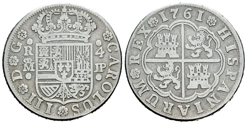 Carlos III (1759-1788). 4 reales. 1761. Madrid. JP. (Cal-853). Ag. 12,81 g. Estu...