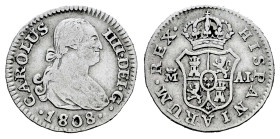 Carlos IV (1788-1808). 1/2 real. 1808. Madrid. AI. (Cal-269). Ag. 1,49 g. BC+. Est...25,00.