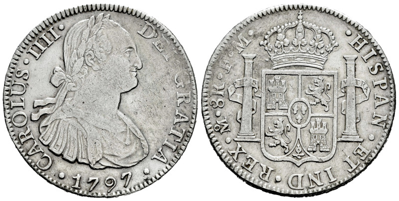 Carlos IV (1788-1808). 8 reales. 1797. México. FM. (Cal-960). Ag. 26,87 g. MBC. ...