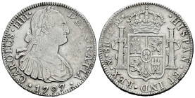 Carlos IV (1788-1808). 8 reales. 1797. México. FM. (Cal-960). Ag. 26,87 g. MBC. Est...100,00.