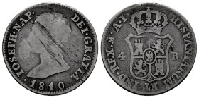 José Napoleón (1808-1814). 4 reales. 1810. Madrid. AI. (Cal-14). Ag. 5,46 g. BC. Est...20,00.