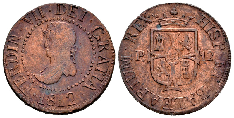 Fernando VII (1808-1833). 12 dineros. 1812. Mallorca. (Cal-24). Ae. 5,66 g. MBC+...