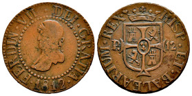 Fernando VII (1808-1833). 12 dineros. 1812. Mallorca. (Cal-24). Ae. 6,14 g. MBC. Est...45,00.