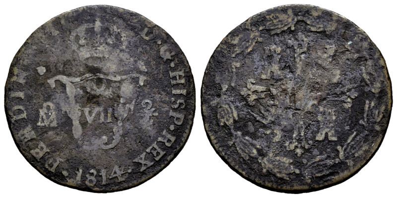 Fernando VII (1808-1833). 2 cuartos. 1814. México. (Cal-109). Ae. 5,78 g. Escasa...