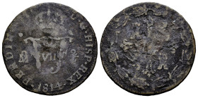 Fernando VII (1808-1833). 2 cuartos. 1814. México. (Cal-109). Ae. 5,78 g. Escasa. BC. Est...20,00.