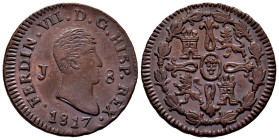 Fernando VII (1808-1833). 8 maravedís. 1817. Jubia. (Cal-196). Ae. 10,74 g. MBC+/EBC-. Est...65,00.