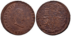 Fernando VII (1808-1833). 8 maravedís. 1820. Jubia. (Cal-200). Ae. 10,72 g. MBC+. Est...60,00.