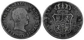 Fernando VII (1808-1833). 4 reales. 1822. Madrid. SR. (Cal-851). Ag. 5,78 g. Tipo "Cabezón". Escasa. BC+. Est...45,00.