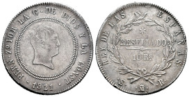 Fernando VII (1808-1833). 10 reales. 1821. Madrid. SR. (Cal-1088). Ag. 12,82 g. Tipo "Cabezón". Golpecito en el canto. Tono. Buen ejmplar para este ti...