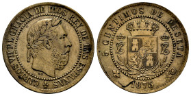 Carlos VII (1872-1876). 5 céntimos. 1875. Oñate. (Cal-2). Ae. 4,95 g. MBC+. Est...55,00.