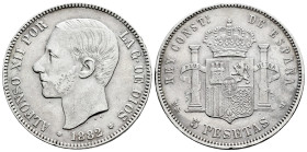 Alfonso XII (1874-1885). 5 pesetas. 1882*18-82. Madrid. MSM. (Cal-50). Ag. 24,84 g. MBC-. Est...35,00.