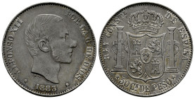 Alfonso XII (1874-1885). 50 centavos. 1883. Manila. (Cal-120). Ag. 13,05 g. Tono. MBC/MBC+. Est...50,00.