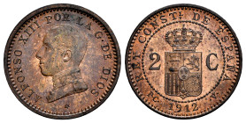 Alfonso XIII (1886-1931). 2 céntimos. 1912*12. Madrid. PCV. (Cal-15). Ae. 2,10 g. EBC+. Est...25,00.