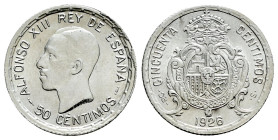 Alfonso XIII (1886-1931). 50 céntimos. 1926. Madrid. PCS. (Cal-50). Ag. 2,51 g. Pleno brillo original. SC. Est...20,00.