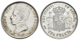 Alfonso XIII (1886-1931). 1 peseta. 1903*19-03. Madrid. SMV. (Cal-67). Ag. 5,03 g. Brillo original. EBC+/SC-. Est...70,00.