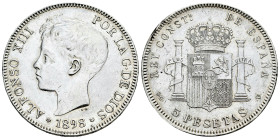 Alfonso XIII (1886-1931). 5 pesetas. 1898*18-98. Madrid. SGV. (Cal-109). Ag. 24,53 g. Limpiada. MBC/EBC-. Est...35,00.