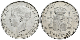 Alfonso XIII (1886-1931). 5 pesetas. 1899*18-99. Madrid. SGV. (Cal-110). Ag. 24,76 g. Limpiada. MBC-. Est...35,00.