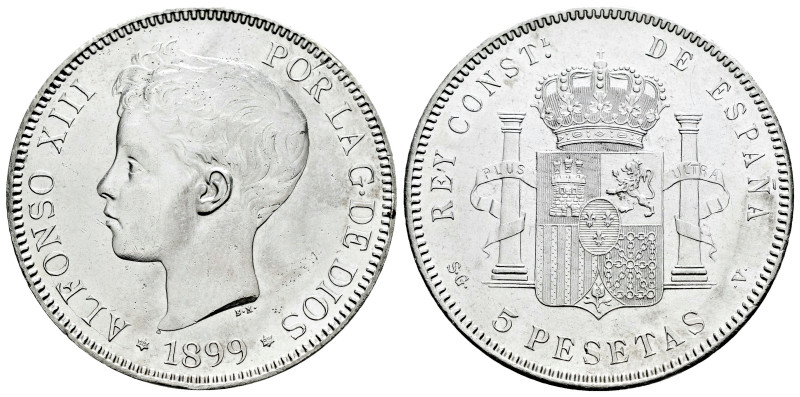 Alfonso XIII (1886-1931). 5 pesetas. 1899*18-99. Madrid. SGV. (Cal-110). Ag. 24,...