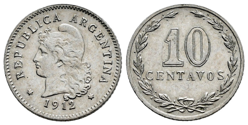 Argentina. 10 centavos. 1912. (Km-35). Cu-Ni. 3,08 g. EBC. Est...18,00.