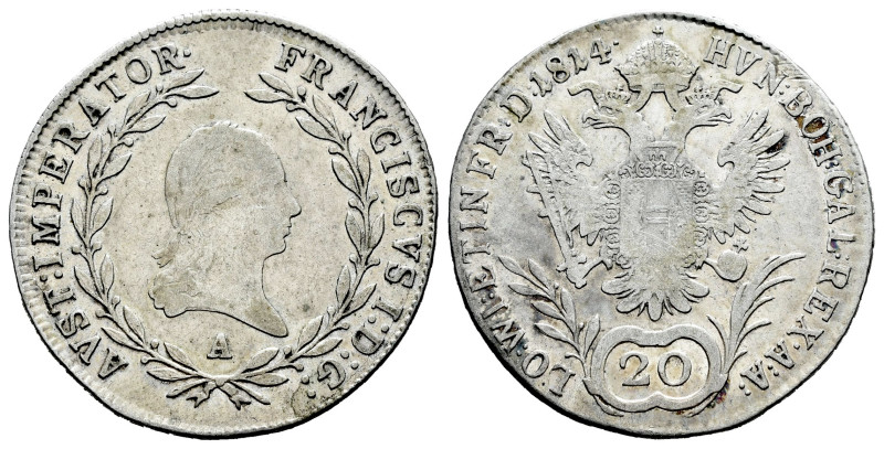 Austria. 20 kreuzer. 1814. Viena. A. (Km-2142). Ag. 6,60 g. BC+. Est...20,00.