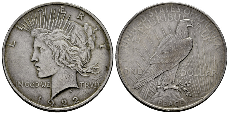 Estados Unidos. Peace Dollar. 1 dollar. 1922. Philadelphia. (Km-150). Ag. 26,64 ...