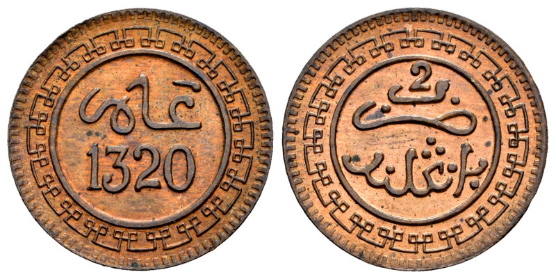 Marruecos. Abd Al-Aziz. 2 mazunas. 1320 H. Birmingham. (Km-Y#15.1). Ae. 1,98 g. ...