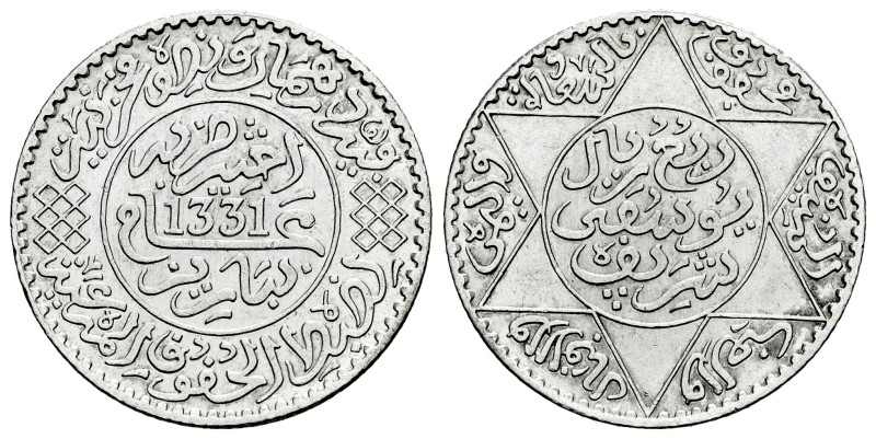 Marruecos. Abd Al-Aziz. 2 1/2 dirhams. 1331 H. París. (Km-Y#31). Ag. 6,20 g. EBC...