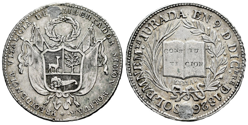 Perú. Medalla de proclamación. 1826. Lima. (Fonrobert-9018). Ag. 17,59 g. 34 mm....