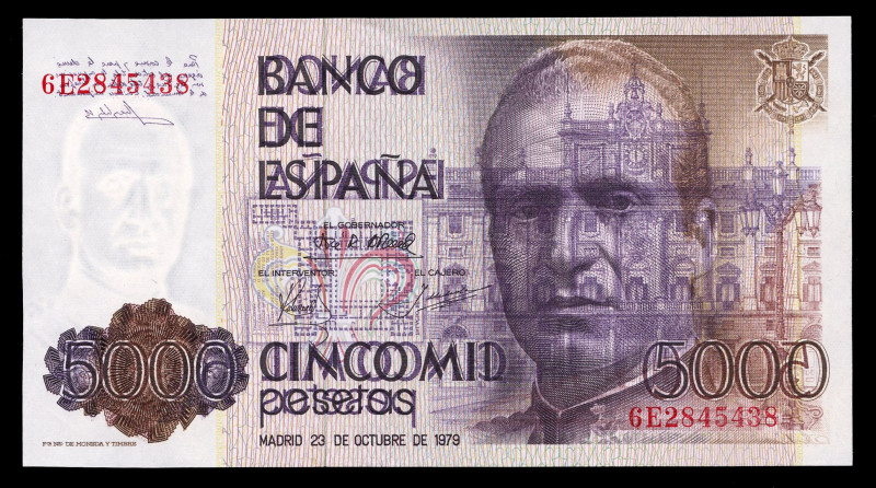 5000 pesetas. 1979. Madrid. 23 de octubre, Juan Carlos I. Serie 7U. Error de imp...