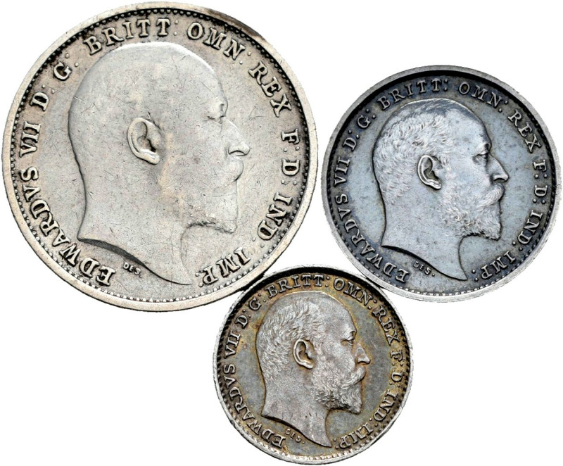 Gran Bretaña. Edward VII. 1, 2 y 4 peniques de 1902 a 1907. Maundy set. Lote de ...