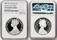 British Dependency. Elizabeth II silver Proof "Gothic Crown - Portrait" 5 Pounds (2 oz) 2021 PR70 Ultra Cameo NGC, Commonwealth mint, KM-Unl. Mintage:...