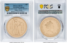 British Administration. Elizabeth II gold Matte Proof "Bonomi Pattern - Minerva" 5 Pounds 2021 PR70 PCGS, Commonwealth mint, KM-Unl. Mintage: 20. HID0...