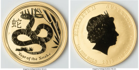 Elizabeth II gold "Year of the Snake" 100 Dollars (1 oz) 2013-P UNC, Perth mint, KM1837. Lunar series. HID09801242017 © 2023 Heritage Auctions | All R...