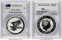 Elizabeth II 3-Piece Lot of Certified silver Proof Assorted Issues, 1) "Wedge-Tailed Eagle" Dollar (1 oz) 2015-P MS70 PCGS. Slab hand-signed by design...