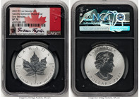 Elizabeth II silver Tailored Specimen "Maple Leaf" 5 Dollars (1 oz) 2021-W SP70 NGC, First Releases. Slab hand-signed by designer Susan Taylor. HID098...