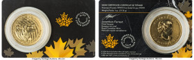 Elizabeth II gold "Howling Wolf " 200 Dollars (1 oz) 2014 UNC, Royal Canadian Mint, KM1616. Call of the Wild series. Displayed in sealed assay card pa...