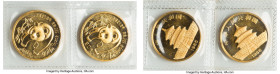 People's Republic 2-Piece Lot of Uncertified gold Panda 50 Yuan (1/2 oz) 1986 UNC, KM134. Total AGW 1 oz. Sealed inside original plastic. Sold as is, ...