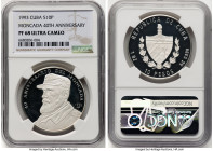 Republic silver Proof "Moncada - 40th Anniversary" 10 Pesos (1 oz) 1993 PR68 Ultra Cameo NGC, Havana mint, KM398. HID09801242017 © 2023 Heritage Aucti...