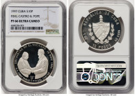 Republic silver Proof "Fidel Castro & Pope John Paul II" 10 Pesos (1 oz) 1997 PR66 Ultra Cameo NGC, Havana mint, KM613. Commemorating Castro's visit t...