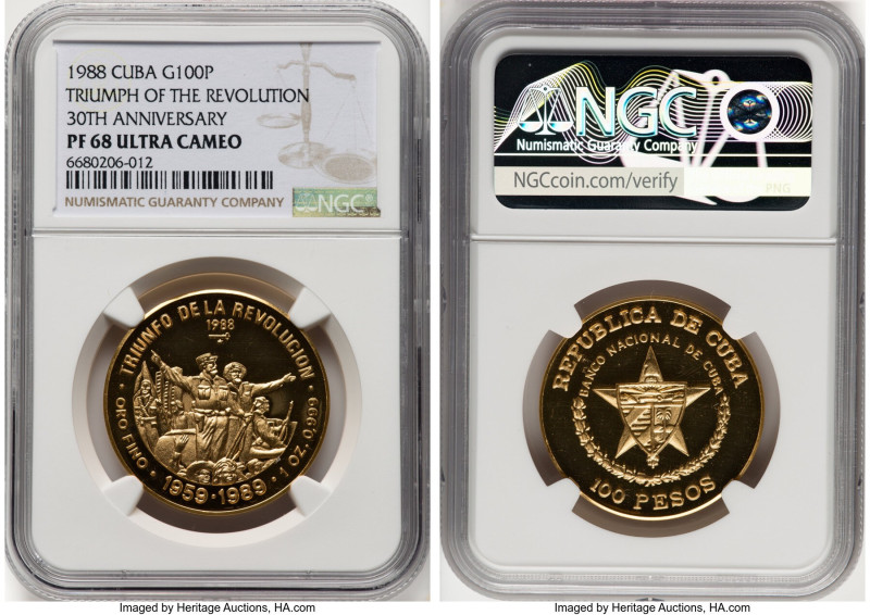 Republic gold Proof "Triumph of the Revolution - 30th Anniversary" 100 Pesos (1 ...