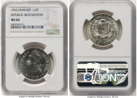 Republic "Republic Restoration" 1/2 Peso 1963 MS66 NGC, KM29. Struck to commemorate the 100th anniversary of the restoration of the republic. HID09801...