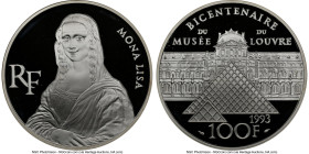 Republic silver Proof "Mona Lisa - Louvre Bicentennial" 100 Francs 1993 PR69 Ultra Cameo NGC, KM1017. HID09801242017 © 2023 Heritage Auctions | All Ri...