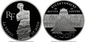 Republic silver Proof "Venus de Milo - Louvre Bicentennial" 100 Francs 1993 PR69 Ultra Cameo NGC, KM1020. Mintage: 20,000. HID09801242017 © 2023 Herit...